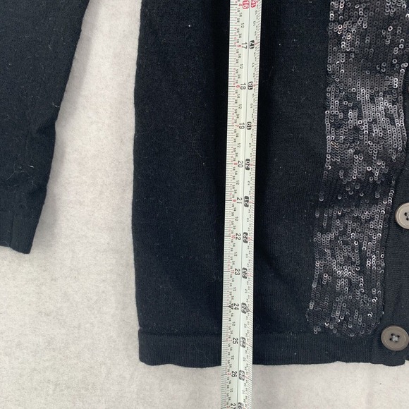 Eddie Bauer Merino Wool Button Cardigan Dark‎ Academia Black Blouse sweater S - Picture 5 of 6